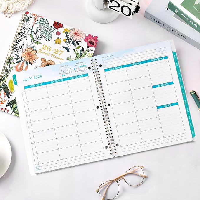 Student Planner 2026-2027 - School Planner 2026-2027, Jul. 2026 - Jun. 2027, 9'' x 11'', Weekly Lesson Planner, Academic Planner with Stickers, Week's Goals, Tabs, Twin-wire Binding and 3-Hole Punched