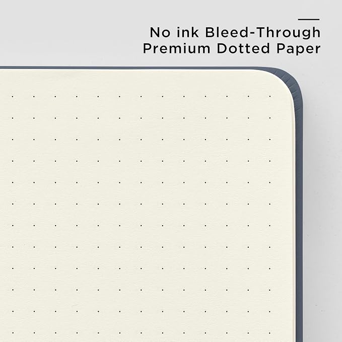 &And Per Se Dotted Journal Notebook, A5 Hardcover Dotted Notebook, 160 Pages 100GSM Thick Paper Dot Grid Journal with Fineliner Pen (Dark Blue)