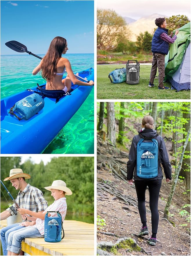 HEETA Dry Bag Waterproof Backpack with Phone Case 5L/10L/20L/30L/40L | Roll Top Lightweight Dry Storage Bag for Women Men, Travel Boating Kayaking Paddle Board Camping Beach Essentials Accessories