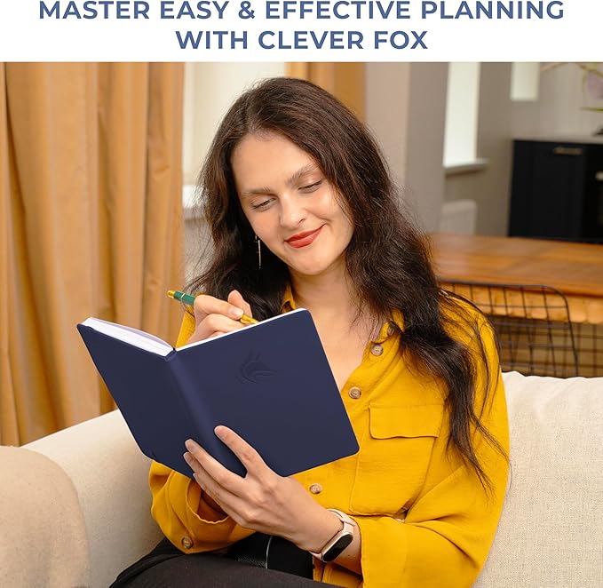 Clever Fox Dated Hourly Weekly Planner 2026 – Daily, Monthly & Yearly Agenda Organizer with Time Slots – Hardcover Journal, A5 Size (Dark Blue)
