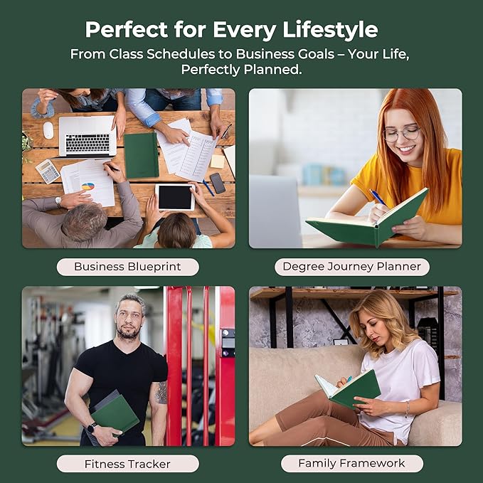 Weekly Monthly 2026-2027 Planner (July 26-Dec 27),11.5"x8.5",18 Months Agenda Plan with Month Tabs & Pocket,Expenses/Note Pages, Academic Calendar with Vegan Leather Cover,Green