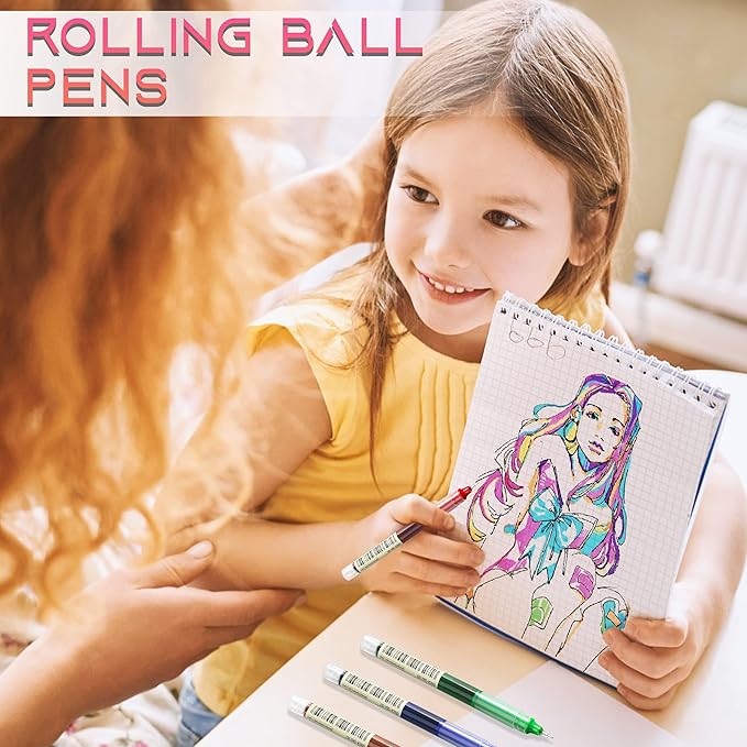 USUAL 24pcs Gel Ink Pens Liquid Ink Rollerball Multi Color Pen 0.5 mm Fine Point Smooth Writing Pens Cute Nurse Pen Back to School Supplies