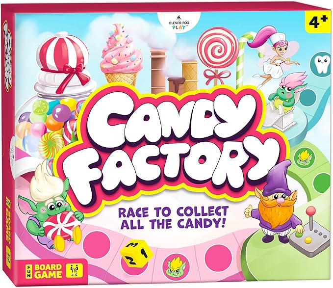 Candy Factory Family Board Game for Kids Ages 4-8 – Game Night & Classroom Learning Game – Sweet Adventure in The Magic Land of Candy – Beginner-Friendly, No Reading Required