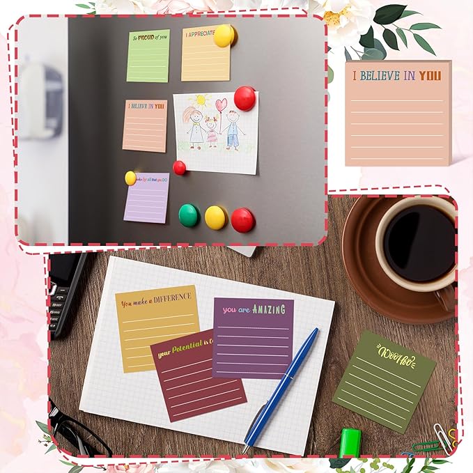 Yinder 24 Pcs Inspirational Sticky Notes Cute Motivational Sticky Notes Pad End of Year Employee Appreciation Gifts Bulk for Teacher Nurse Coworkers Office Supplies 3 x 3'' (Appreciation,Retro)