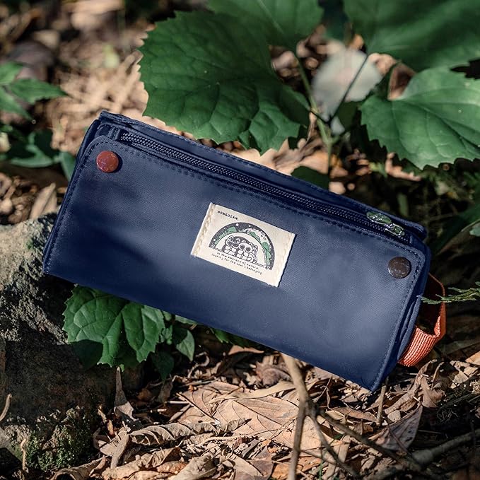 Large Capacity Pencil Case Roll Up Design Multifunctional Pencil Holder Pouch Stationery Pen Bag for Teen Girls and Boys Camping style - Dark Blue