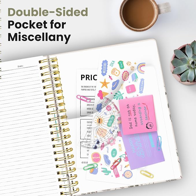 Taja Large Spiral Notebooks for Work 5 Subject with Removable Dividers