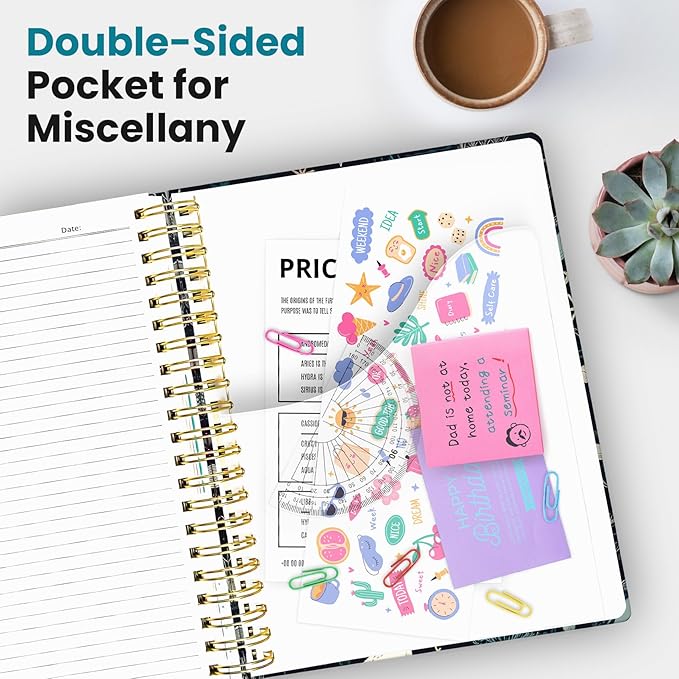 Large Lined Spiral Journal for Women Cute Hardcover 5 Subject Notebook for Work 8.5" x 11" with Removable Dividers & Tabs, College Ruled, 280 Pages Aesthetic Journal for Work, School & Note Taking, Secret Sea
