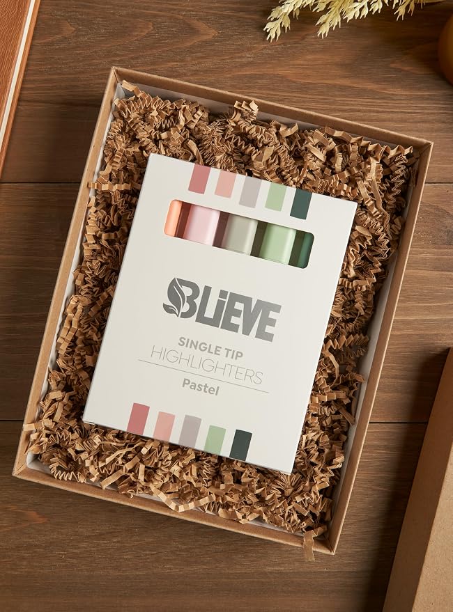 BLIEVE Bible Highlighters No Bleed Through, Chisel Tip, 5 Pack | No Smear, Quick-Dry, Aesthetic Cute Pastel Colors For Bible & Journaling (Pastel Edition)
