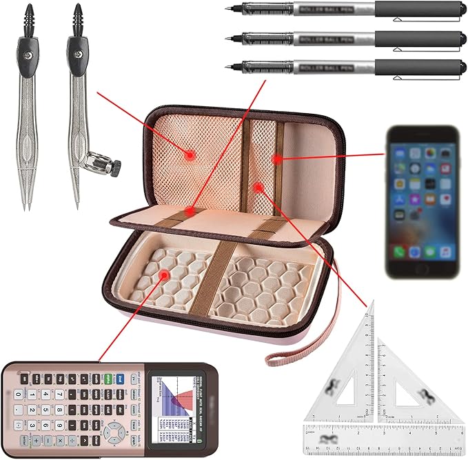 Graphing Calculators Case for Texas Instruments TI-84 Plus/TI-83 Plus CE Color Calculator, Storage Holder for TI-89/for Casio fx-9750GIII for TI-30XS for Cables, Pens, Pencil -Pink(Box Only)