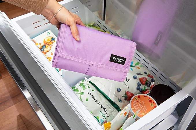 PackIt Freezable Lunch Bag, Lavender, Built with EcoFreeze Technology, Foldable, Reusable, Zip and Fold Closure with Buckle Handle, Designed for Work Lunches and Fresh Lunch On the Go