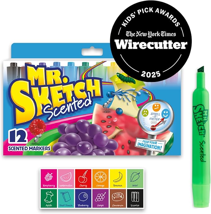 Mr. Sketch Scented Markers, Chisel Tip, Assorted Colors, 12 Count - Fun for Kids, Coloring, Spark Creativity, Arts & Crafts