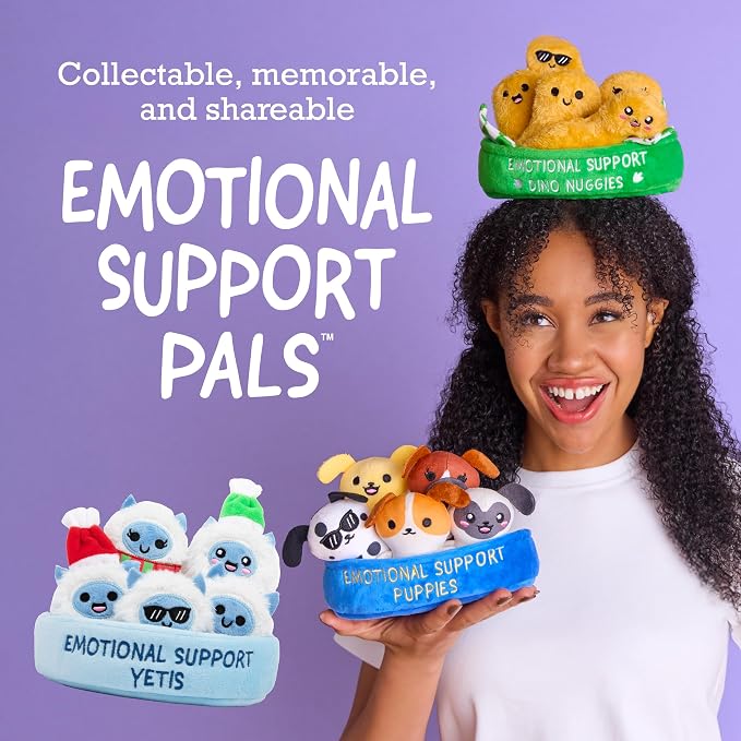 What DO You Meme? Emotional Support Yetis by Relatable, Cuddly Stuffed Animals, Plushies, and Cute Stuff, Great Gift Ideas for Loved Ones of All Ages, Includes 5 Plushies with Carrying Basket