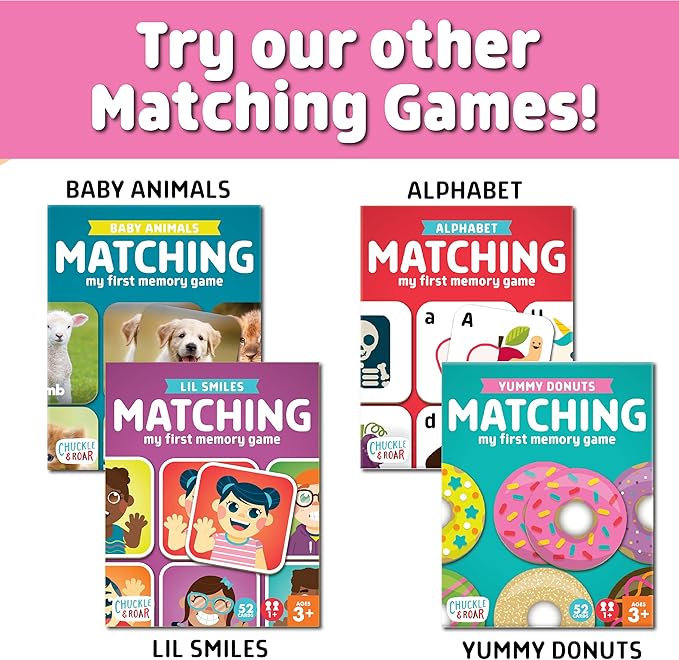 Chuckle & Roar Yummy Donuts Matching Memory Game for Kids Ages 3+ – My First Memory Game Preschool Board Game with Sweet Donut Pairs
