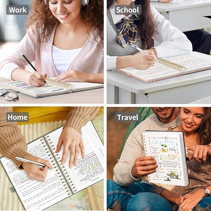 EMSHOI Spiral Graph Notebook, 300 Pages, A5 Small 5.7"x8.22", 100 GSM Thick Paper, PU Leather Hardcover, 5mm Grid Journal for Work School Math Engineering Writing Graphing, Dark Green