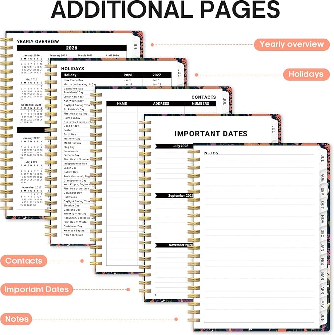Planner 2026–2027, Weekly & Monthly Academic Organizer for School Year, Jul 2026–Jun 2027, Hardcover Planner with Tabs, Back to School Essential, 6.3" x 8.5", Wild Harmony