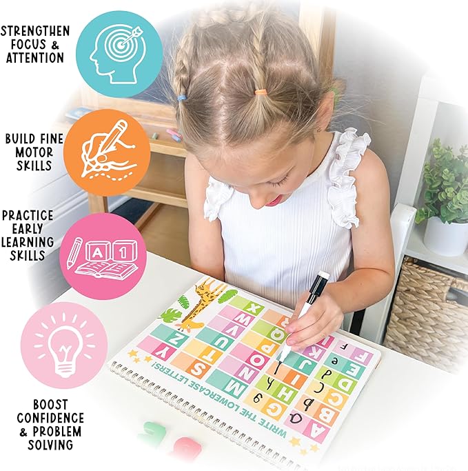 Hadley Designs Preschool Learning Activities - Dry Erase Letter Tracing for Kids Ages 3-5, Preschool Workbooks Age 3-4, Dry Erase Writing Practice for Kids Age 3-5, ABC Tracing Books for Kids Ages 3-5