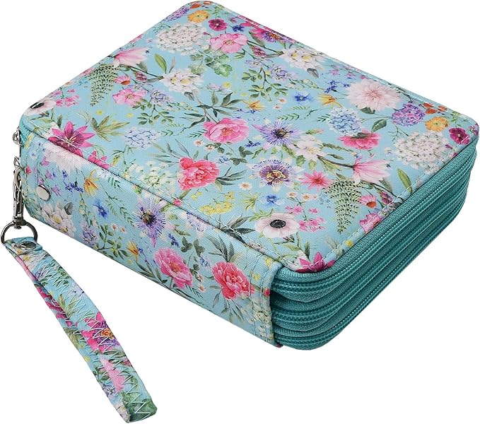 Portable Colored 72 Slots Pencil case Organizer with Printing Pattern for Watercolor Pens, Pencil Case Organizer for Artist