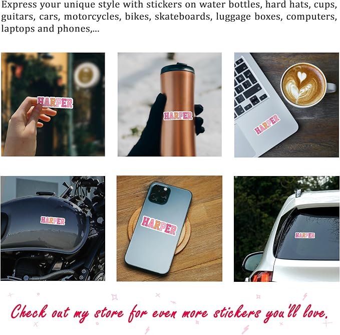 Custom Name Cute Stickers - Colorful Waterproof Vinyl Decals for Laptops, Hydro Flasks, Phones, Water Bottles, Notebook, Helmet, Tumbler - Stickers for Her, 2x2