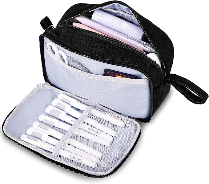 Big Capacity Pencil case,Soft Corduroy Pencil Bag with 3 Compartment,Pencil Pouch School Supplies Cute Pencil Box Pencil Bag for Teen Girls Boys College