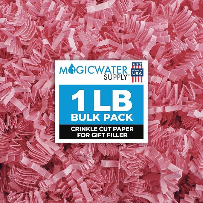 MagicWater Supply Crinkle Cut Paper Shred Filler-1LB Light Pink-Decorative & Protective Packaging for Bridesmaid Gifts & Bridesmaid Proposal Gifts Holiday Stuffers Birthdays Wedding & Anniversaries