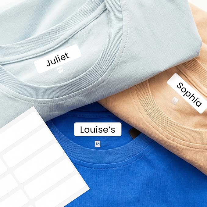 Personalized Iron On Name Labels No-Iron Fabric Labels for School, Daycare, Nursing Care, Toys, Pack of 50 (1/2" x 1-3/4")