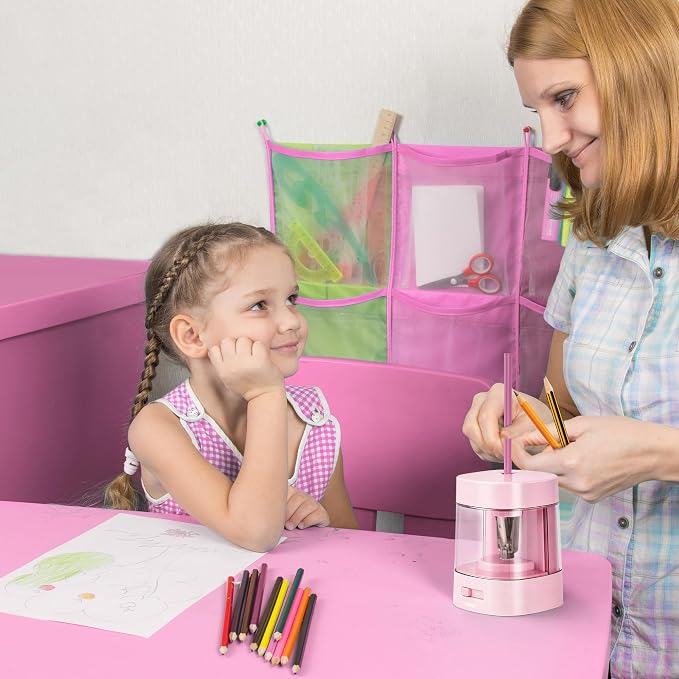 Deli Electric Pencil Sharpener, Automatic Pencil Sharpeners, Light Pink