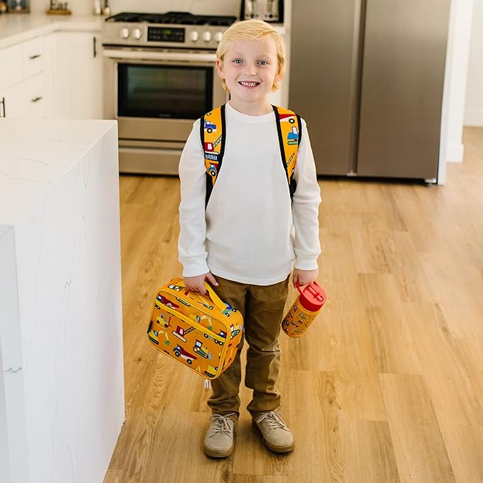 Wildkin Kids Insulated Lunch Box, Keeps Food Hot or Cold, BPA-Free with Mesh Pockets & Easy-Clean Lining – Ideal for School, Travel & Daycare – Under Construction