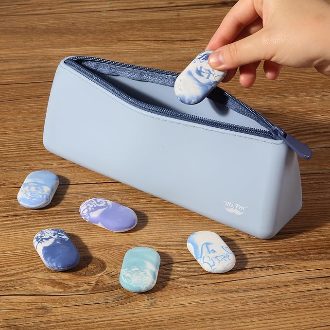Mr. Pen- Marble Pencil Erasers, 12 Pack, 1" x 2", Soft Rubber Marble Pencil Erasers for School, Office, Art Sketching, Homework, Exams, Clean Smudge-Free Correction