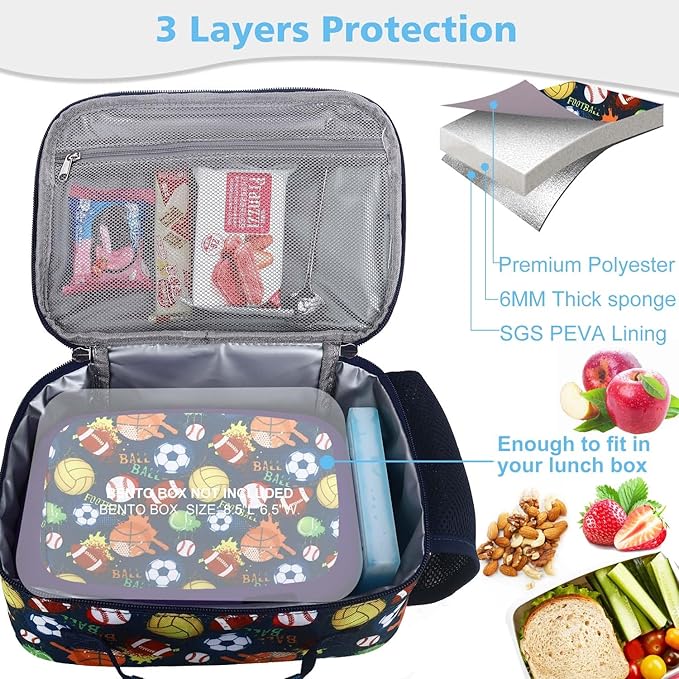 RHCPFOVR Kids Lunch Bag - Insulated Lunch Box for Boys Girls,Washable Lunch Bag and Reusable Toddler Leak-proof Lunchbox for School and Daycare