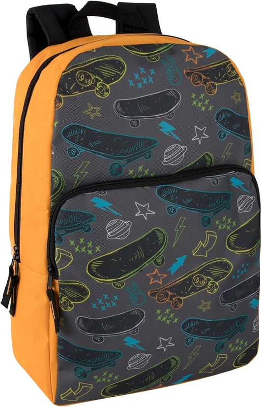Trail maker Fun School Backpack for Elementary Middle School Girls and Boys | 17 Inch Printed Backpacks for School Kids, Travel (Fun at the Skatepark)