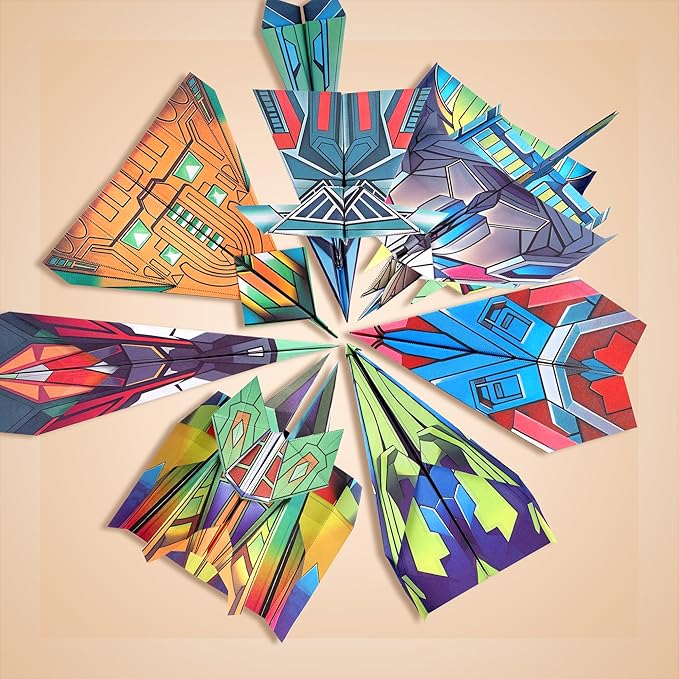 Vexorith Paper Airplane Kit,Origami Kit for Kids Ages 8-12, DIY Origami Plane,with 16 Classic Designs 36 Sheets of Colorful Origami Paper Designs Best Gift for Your Child(Digital Manual Only)