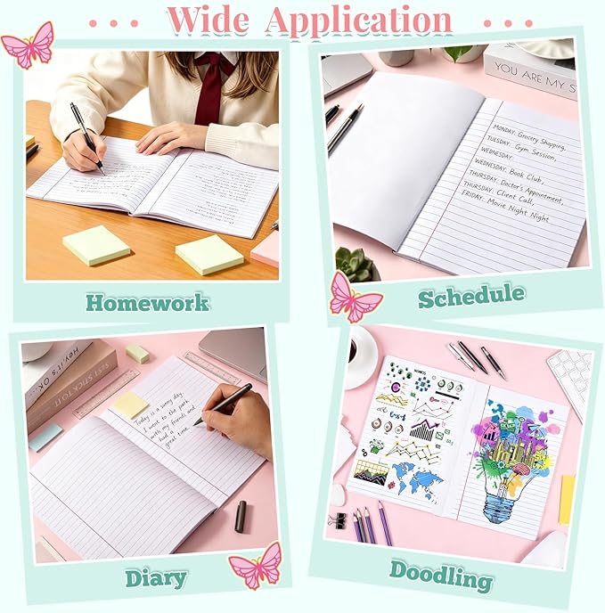 FOGWOWO 6 Pack Marble Composition Notebook Wide Ruled,Pastel Preppy Composition Notebooks Bulk,Assorted Colors Back to School Marble Notebooks 80 Pages (40 Sheets) 9.75x7.5 Inches