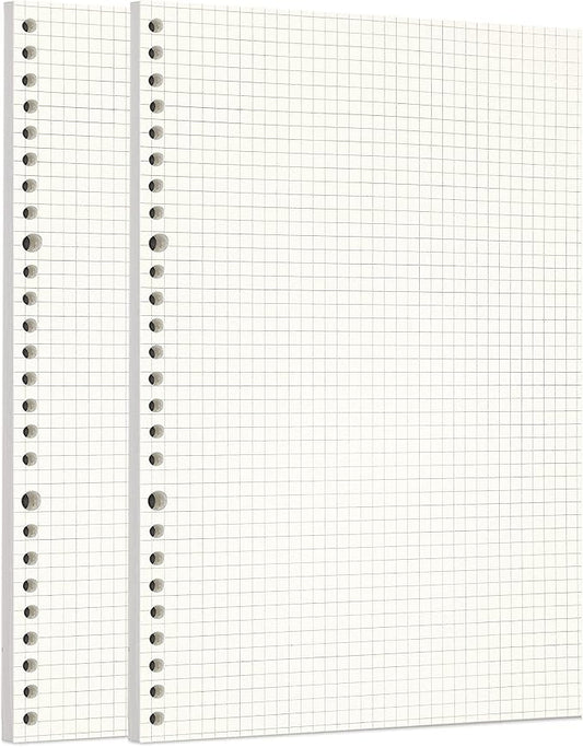 Zelten 2 Pack B5 120 Sheets/240 Pages Squared Loose Leaf Punched Paper Refills Paper for 26 Hole Binder Personal Organizer Diary Notebook Refillable Planner