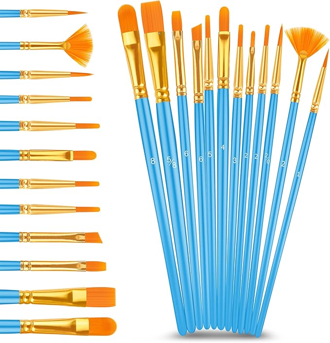 Acrylic Paint Set With 12 Brushes, 24 Colors (59ml, 2oz) Art Craft Paints for Adults Artists Beginners Painters, Canvas Halloween Pumpkin Ceramic Wood Rock Painting Art Supplies (Pastel)