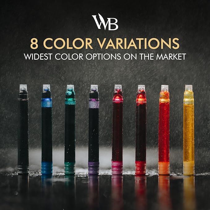Wordsworth & Black 24 Pack Fountain Pen Ink Refills - Set of 24 Brown Ink Cartridges - International Standard Size - Length APPR 2.3" - Base Diameter APPR 0.24" - Disposable and Generic