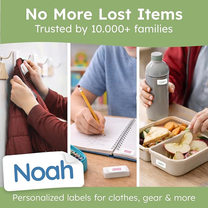 Personalized Universal Name Labels for Kids & Adults - White [70pcs] - Waterproof Name Stickers for School, Daycare & Clothes - Item & Supplies Name Stickers - Custom Stick On Labels