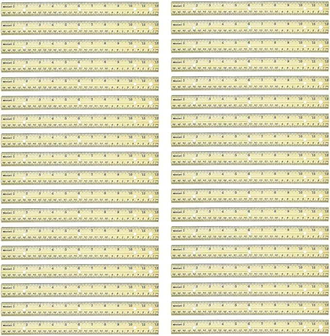 Westcott Three-Hole Punched Wood Ruler, Standard/Metric, 12" (30 Cm) Long, Natural Wood, 36/Box