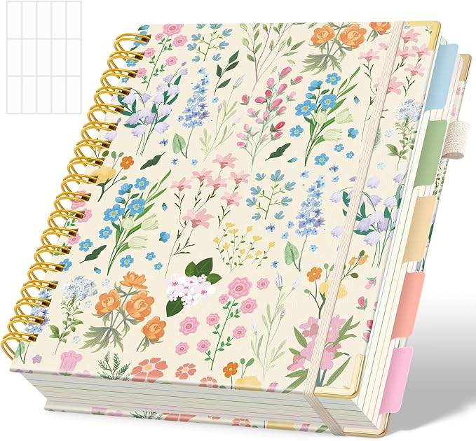 SKYDUE Sprial Notebook With Dividers Tabs, 5 Subject Notebook College Ruled