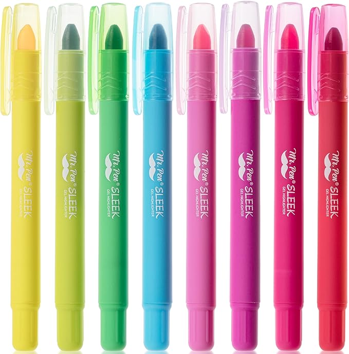Mr. Pen- No Bleed Gel Highlighters, Vintage Colors, 8 Pack, Bible Highlighters and Pens No Bleed, Bible Markers for Study, Journaling, School Supplies and Accessories
