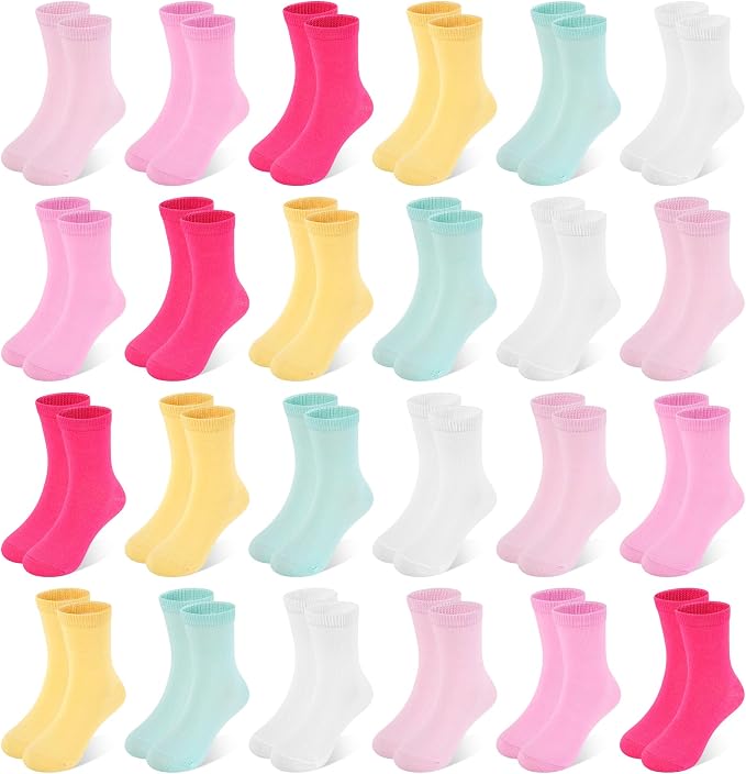 GENTABY Kids Socks 24 pairs Cozy Athletic Crew Socks for Boys and Girls(1-13Years)