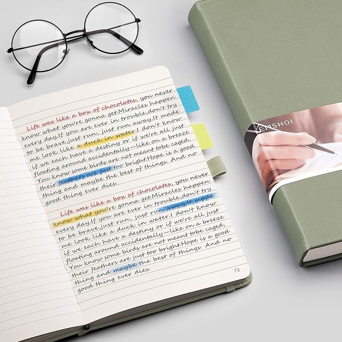 EMSHOI Lined Journal Notebook, 256 Numbered Pages, A5 Size (5.7'' x 8.3'')