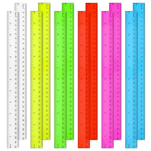 Zonon 30 Pcs Clear Plastic Rulers Bulk 12 Inch Ruler for Classroom, Easy-to-Read with Inches and Metric, First Day of School Gift for Kids, School, Home, Office, Students, Teachers