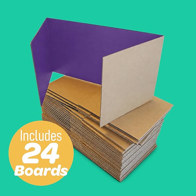 Flipside Products 18" x 48" Purple Project Boards, Pack of 24, Trifold, Presentation Board, DIY Projects, Small Display, Science Fair, Classroom, Clubs, 4H, Graduation