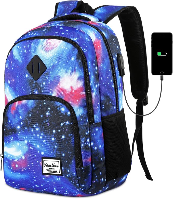 YAMTION School Backpack for Teen Boys,Bookbag for High School College Backpack with USB,Star