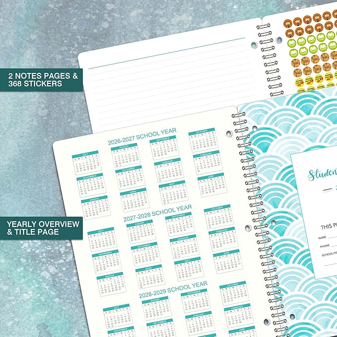 Student Planner 2026-2027 - Academic Year Weekly & Monthly School Planner, 2026-2027 Student Planner, Jul 2026 - Jun 2027, 9’’ × 11’’, 368 Stickers and Back Pocket