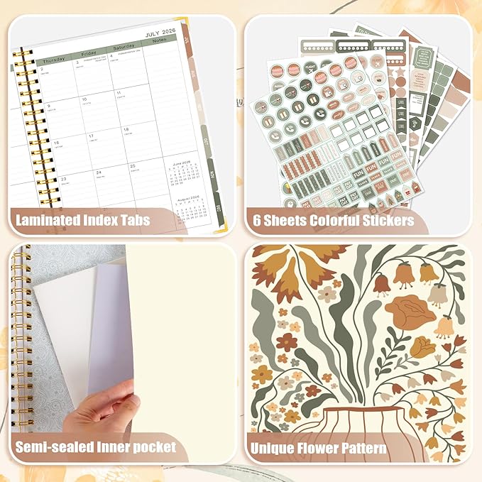 Large 2026-2027 Academic Planner – Weekly & Monthly Planner Organizer from July 2026 - June 2027, 8.5"x11" Aesthetic Daily Agenda Planning Book with Pocket Stickers for Women Students Office, A4 Size