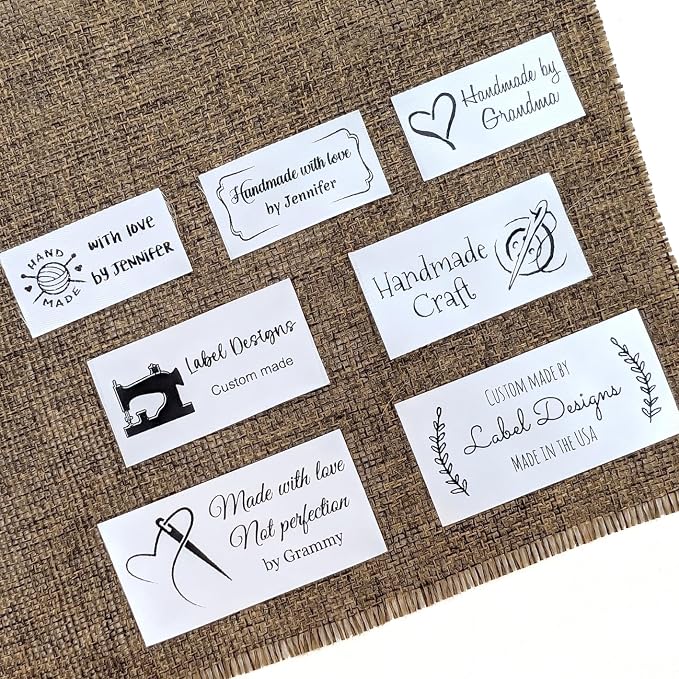 100pcs Pre Cut Custom Iron on Labels Personalized Fabric Label Clothing Tags Custom Logo White Silky Satin Name Label