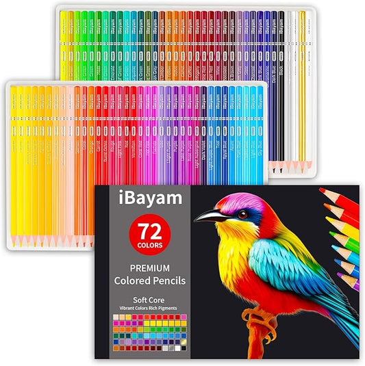 iBayam 72 Count Colored Pencils for Adult Coloring Books, Soft Core, Ideal for Drawing Blending Shading, Art Supplies, Color Pencils Set Gift for Coloring, Sketching, Painting