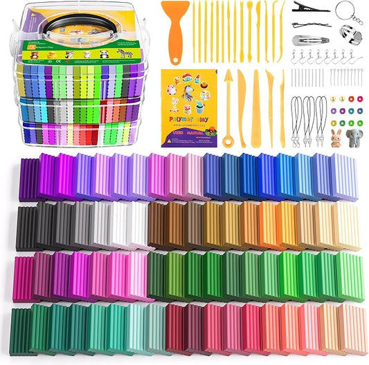 ARTpar Polymer Clay Kit 72 Colors,Modeling Clay for Kids,Non-Sticky Molding Oven Bake with 20 Sculpting Tools and Accessories,DIY Crafts for Kids Adults
