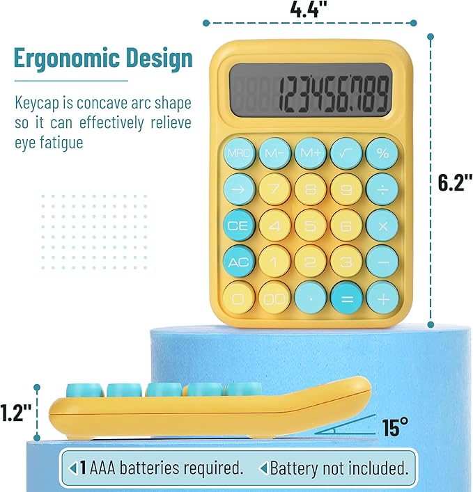 Mr. Pen- Mechanical Switch Calculator, 12 Digit Large LCD Display, Colorful with Big Buttons, Mechanical Switch Calculator for Home, School, Office